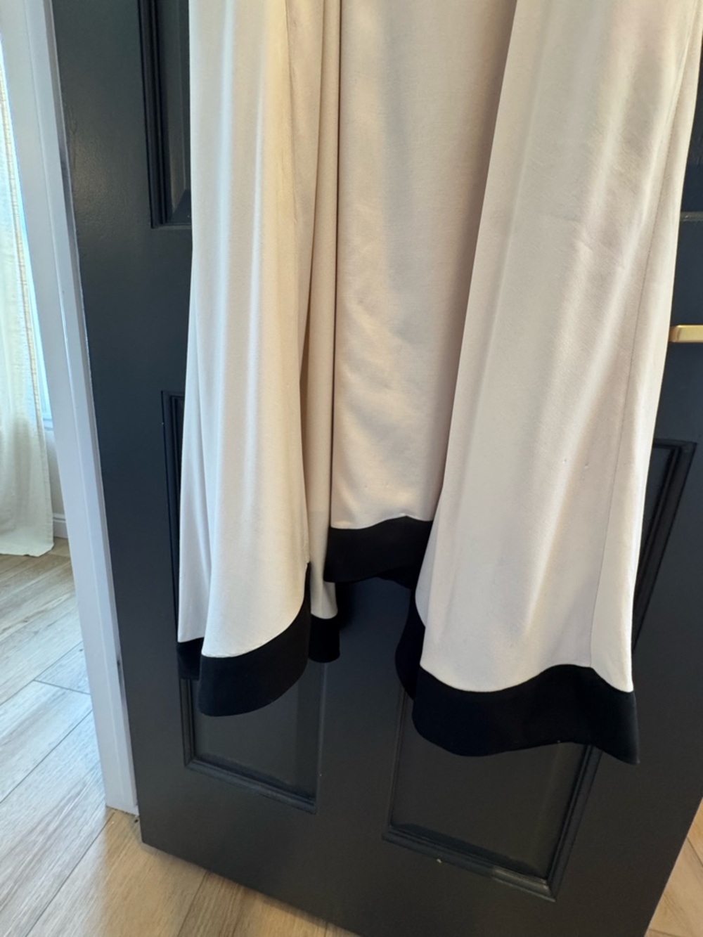 Evereve Cream and Black Contrast Asymmetrical Slip Dress - Picture 9 of 9